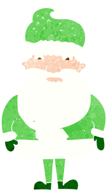 Bir insan tarafından çizilmiş huysuz Noel Baba çizgi filmi.