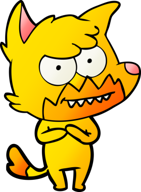 Bir insan tarafından çizilmiş tilki çizgi film karakteri