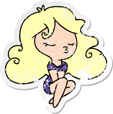 Bir insan tarafından çizilmiş tatlı kawai kızının serbest sticker 'ı.