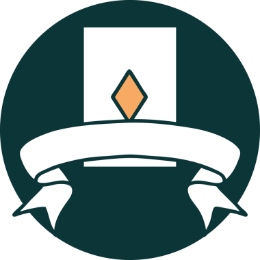 Bir insan tarafından çizilmiş karo ası sancağıyla dövme stili simgesi