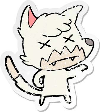 Bir insan tarafından çizilmiş ölü tilki çizgi filminin sıkıntılı çıkartması.