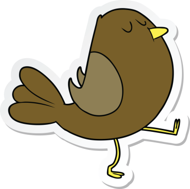 Bir insan tarafından çizilmiş çizgi film kuşunun çıkartması.