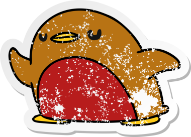 Bir insan tarafından çizilmiş serbest sticker çizgi film Şirin kawaii kırmızı robin