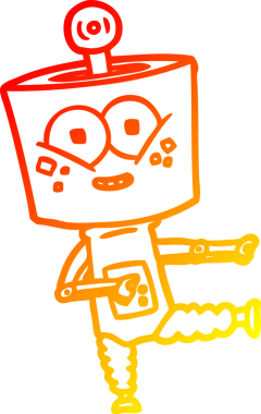 Bir insan tarafından çizilmiş mutlu bir robot çizgi film çizimi.
