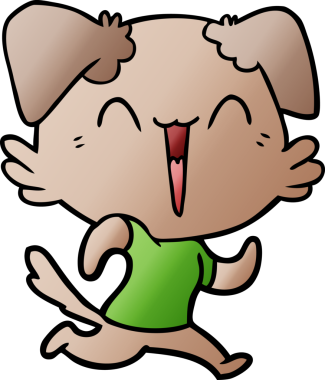 Bir insan tarafından çizilmiş küçük mutlu köpek çizgi filmi.