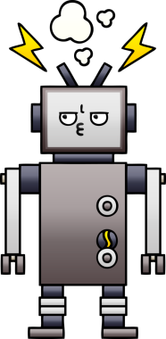 Bir insan tarafından çizilmiş bir robotun gölgelenmiş çizimi