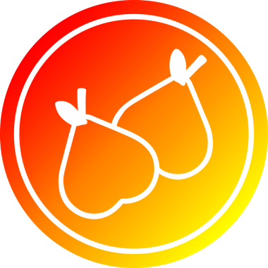 organik armut dairesel simgesi ve sıcak gradyan bir insan tarafından çizilmiş.