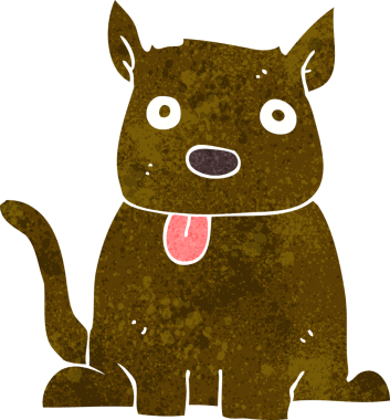 Bir insan tarafından çizilmiş bir çizgi film köpeği.