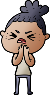 Bir insan tarafından çizilmiş kızgın bir kadın.