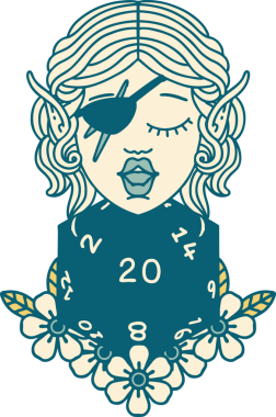 Retro Dövme Tarzı Bir insan tarafından çizilmiş doğal yirmilik zarlı düzenbaz karakter