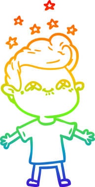 gökkuşağı gradyanı çizimi bir insan tarafından çizilmiş mutlu bir çizgi film çocuğu