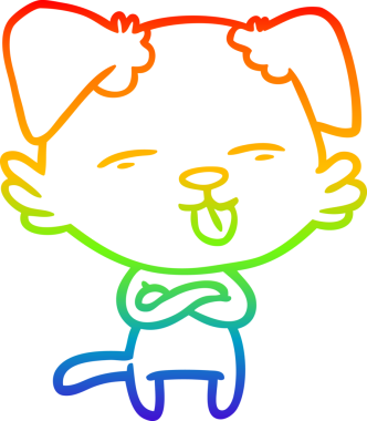 gökkuşağı gradyan çizgi çizimi bir insan tarafından çizilmiş dili dışarı çıkaran bir köpek