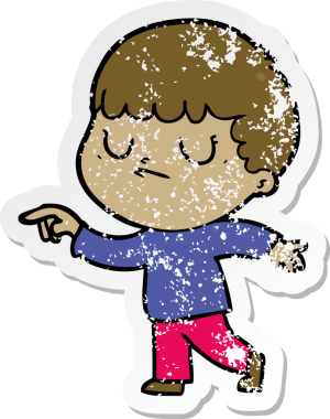 Bir insan tarafından çizilmiş huysuz bir çocuğun sıkıntılı çıkartması.