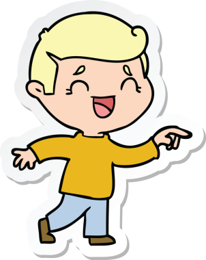 Bir insan tarafından çizilmiş gülen adamın çıkartması.