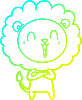 Bir insan tarafından çizilmiş gülen aslan karikatürü.