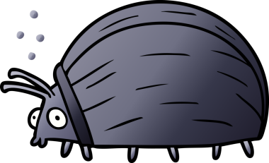 Bir insan tarafından çizilmiş dev bir çizgi film böceği.