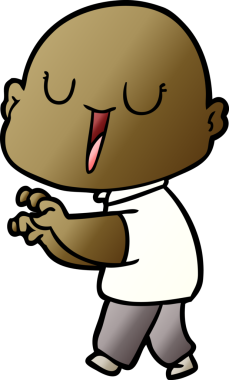 Bir insan tarafından çizilmiş mutlu, kel adam.