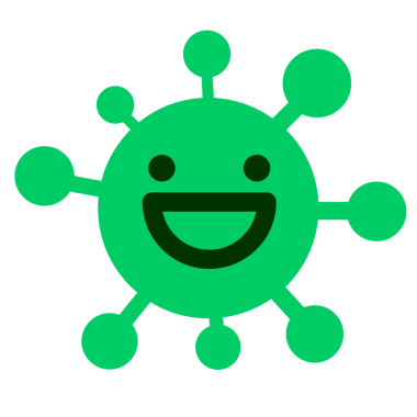 Bir insan tarafından çizilmiş basit mutlu bir virüs.