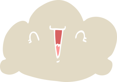 Bir insan tarafından çizilmiş düz renkli çizgi film bulutu