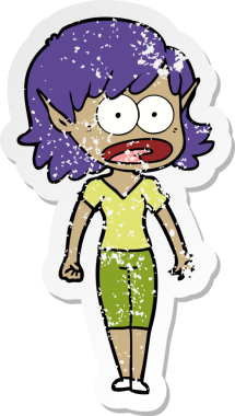 Bir karikatürün sıkıntılı çıkartması bir insan tarafından çizilmiş elf kızı şok etti.