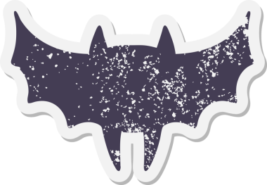 Bir insan tarafından çizilmiş cadılar bayramı yarasa grunge çıkartması.