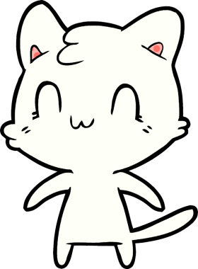 Bir insan tarafından çizilmiş mutlu bir kedi.