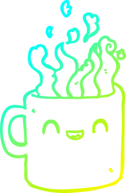 Bir insan tarafından çizilmiş bir fincan sıcak kahvenin soğuk gradyan çizimi