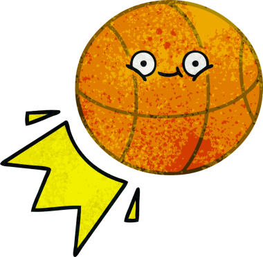 Bir insan tarafından çizilmiş basketbol topunun retro grunge desen karikatürü