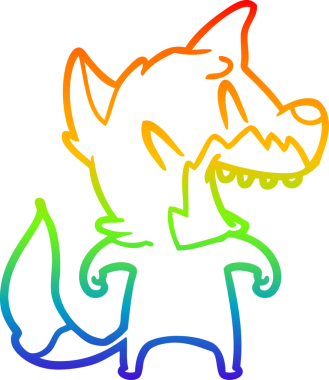 Bir insan tarafından çizilmiş gülen tilki çizgi filmi.