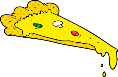 Bir insan tarafından çizilmiş bir dilim pizza.