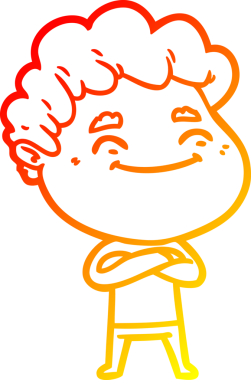 Bir insan tarafından çizilmiş, karikatür dostu bir adamın sıcak çizgi çizimi