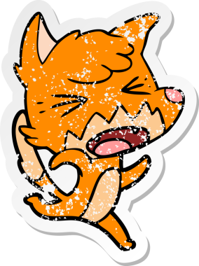 Bir insan tarafından çizilen kızgın tilki çizgi filminin sıkıntılı çıkartması.