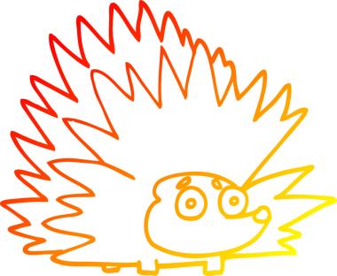 Bir insan tarafından çizilmiş sivri dikenli kirpinin sıcak çizgi çizimi