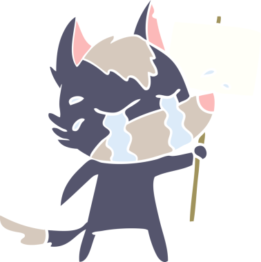 Bir insan tarafından çizilmiş düz renkli ağlayan kurt resmi.