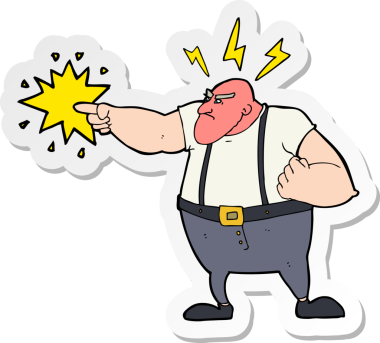 Bir insan tarafından çizilmiş kızgın bir adamın çıkartması.