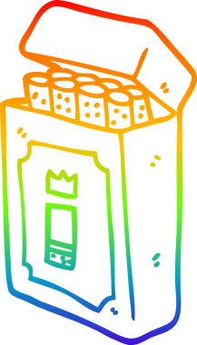 Gökkuşağı gradyan çizgisi bir insan tarafından çizilmiş bir paket sigara.