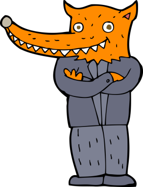 Bir insan tarafından çizilmiş tilki adam.