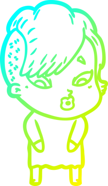 Bir karikatür çizimi, bir insan tarafından çizilmiş bir kızı şaşırttı.