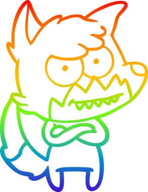 Bir insan tarafından çizilmiş sırıtan tilki çizgi çizimi.