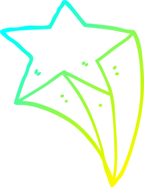 Bir insan tarafından çizilmiş bir çizgi film yıldızının soğuk gradyan çizimi.