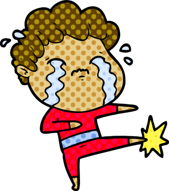 Bir insan tarafından çizilmiş ağlayan çizgi film adamı.