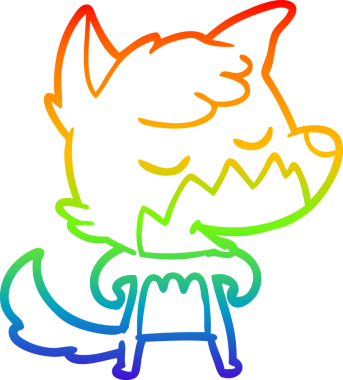 Bir insan tarafından çizilmiş dost bir tilkinin çizdiği gökkuşağı gradyan çizgisi.