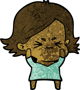 Bir insan tarafından çizilmiş kızgın bir kadın.