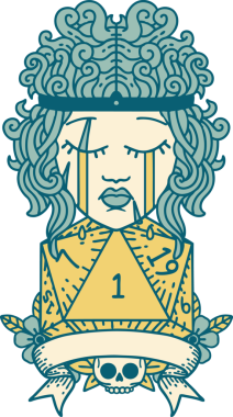 Retro Dövme Tarzı Ağlayan Barbar İnsan Bir insan tarafından çizilmiş doğal bir ruloyla