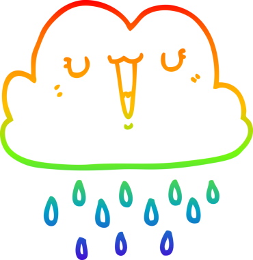 Gökkuşağı gradyan çizgi çizimi bir insan tarafından çizilmiş fırtına bulutu