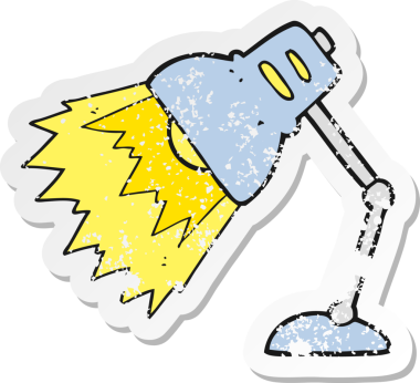 Bir insan tarafından çizilmiş çizgi film lambasının gerilimli yapıştırması.