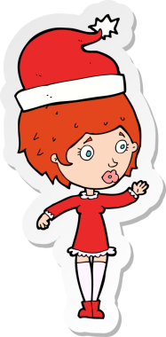 Bir insan tarafından çizilmiş Noel 'e hazır bir karikatür kadının çıkartması.