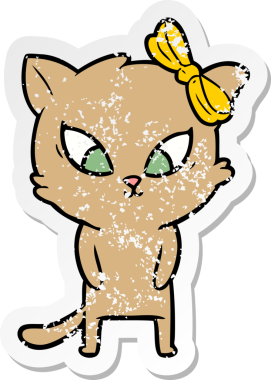 Bir insan tarafından çizilmiş karikatür bir kedinin sıkıntılı çıkartması.