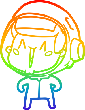 gökkuşağı gradyan çizimi mutlu bir çizgi astronot çizimi bir insan tarafından çizildi