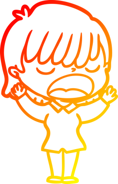 Bir insan tarafından yüksek sesle çizilmiş bir çizgi film kadını çizimi.